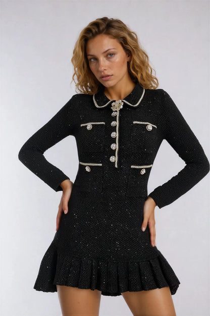 Siyah Yün Örgü Elbise