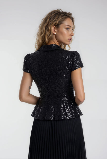 Payet ve Şifon Süslemeli Tüvit Elbise