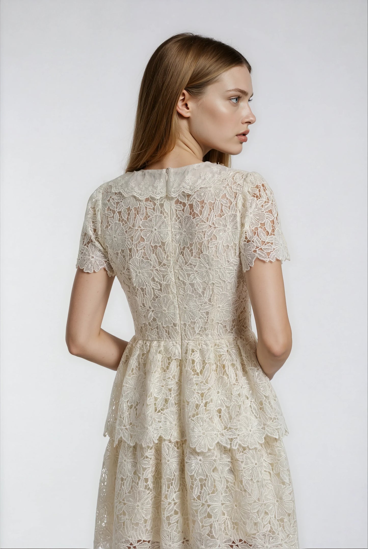 Dantel Süslemeli Midi Elbise