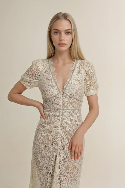 Fildişi Dantel Elbise