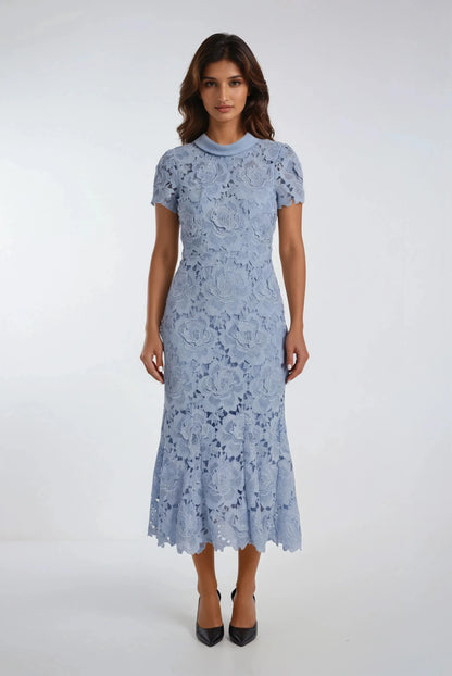 Mavi 3D Dantel Elbise