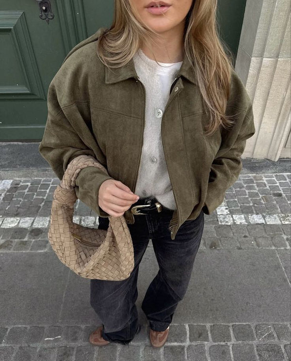 Kaori | Süet Dokulu Pilot Ceket