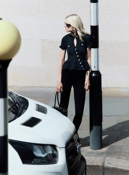 Lacivert Asimetrik Örgü Üst