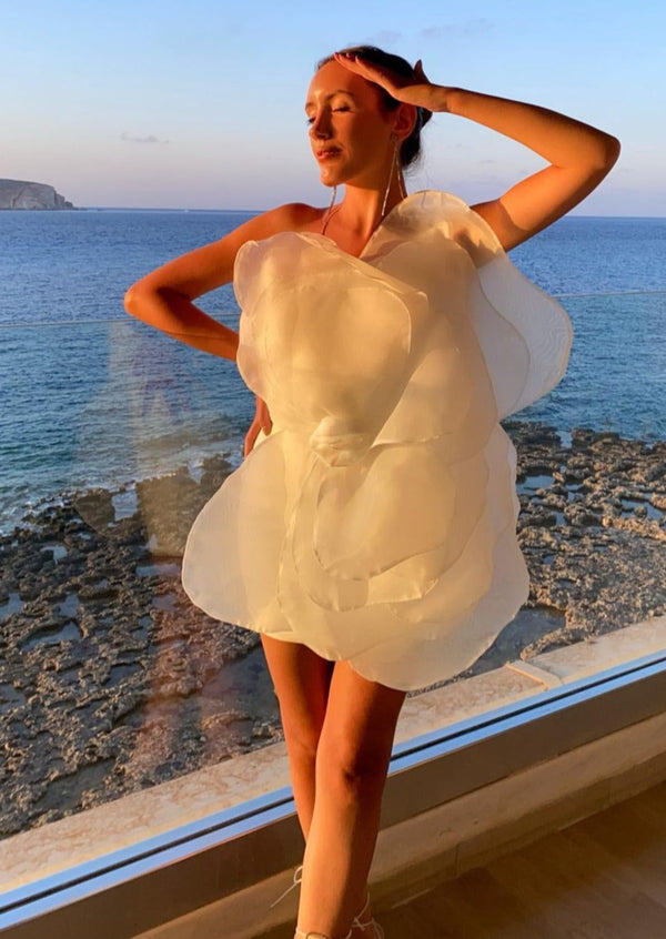 Bianca | Çiçekli Tek Omuzlu Mini Elbise