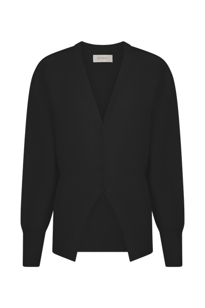 Alexia Düğmeli Büyük Boy Hırka - Siyah