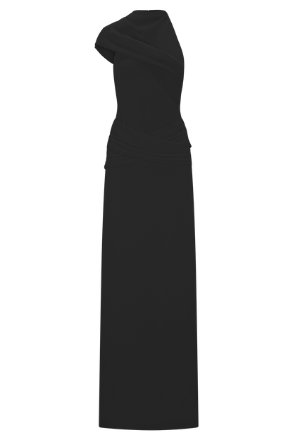 Analia Şifon Uzun Elbise - Siyah