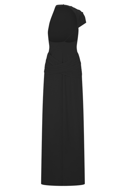 Analia Şifon Uzun Elbise - Siyah