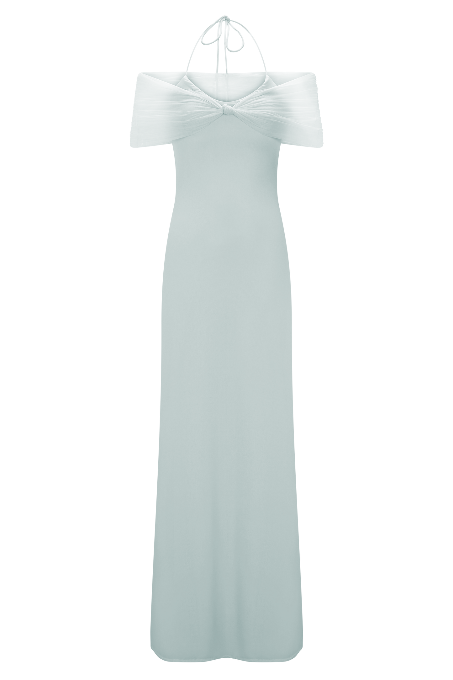 Bernadina Mesh Ve Slinky Halter Maxi Elbise - Soluk Mavi