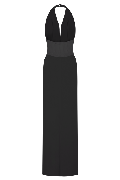 Bonnie Slinky Ve Dantel Uzun Elbise - Siyah