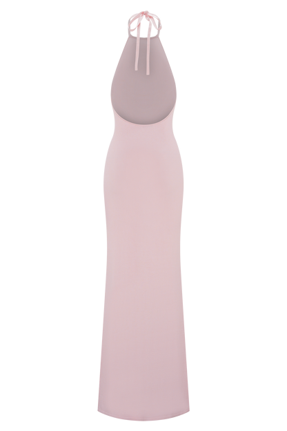 Brock Örgü Askılı Uzun Elbise - Bebek Pembesi