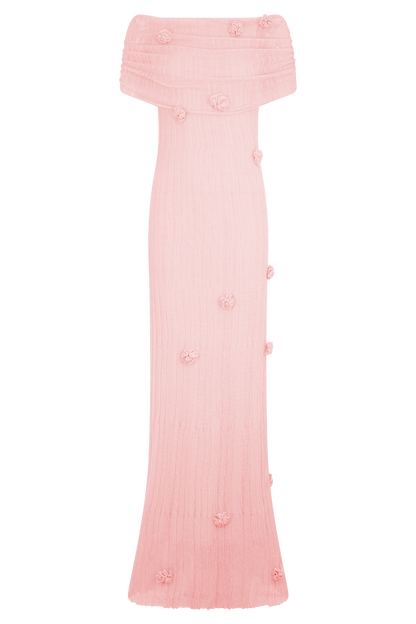 Brynn Orchid Örgü Uzun Elbise - Pastel Pembe