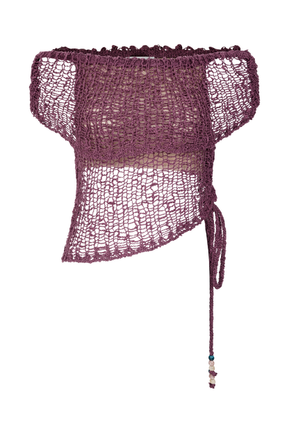 Cordelia Omuz Açık Örgü Üst - Leylak