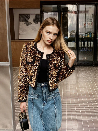 Altın Renkli Kadife Ceket