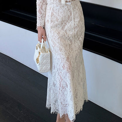 Beyaz Kirpik Dantel Etek