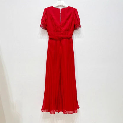 Şifon Mavi Kırmızı Elbise