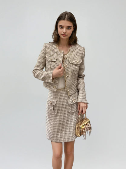 Altın Rengi Mini Etek