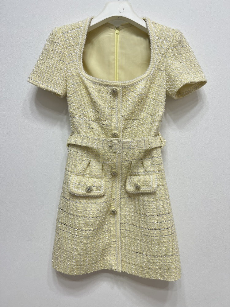 Limon Sarısı Tüvit Elbise