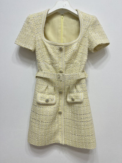 Limon Sarısı Tüvit Elbise