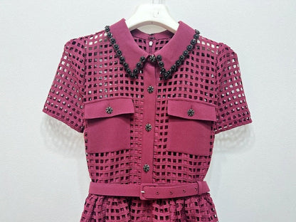 Şarap Kırmızısı Dantel Elbise