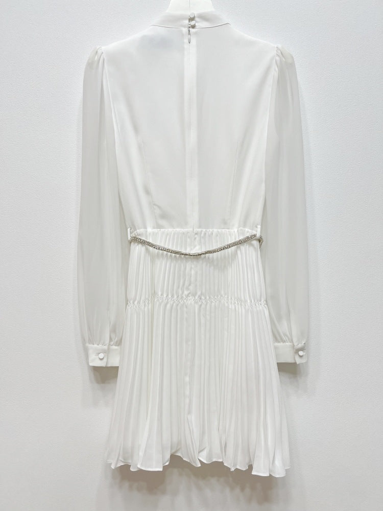 Pileli Şifon Mini Elbise