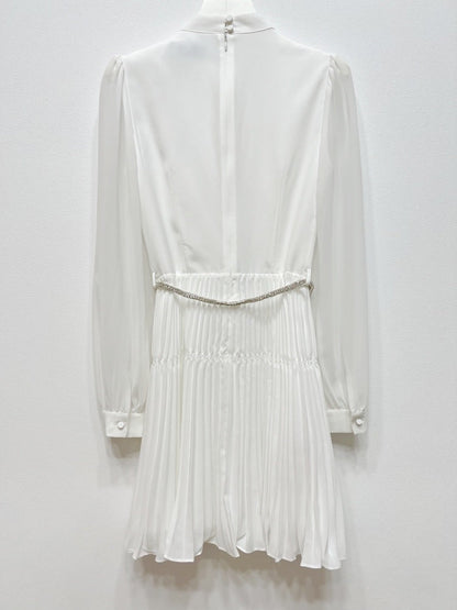 Pileli Şifon Mini Elbise