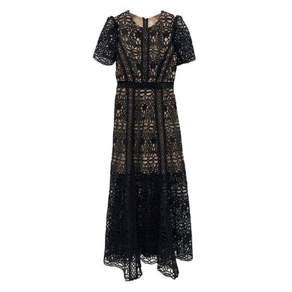 Siyah Tığ İşi Dantel Elbise