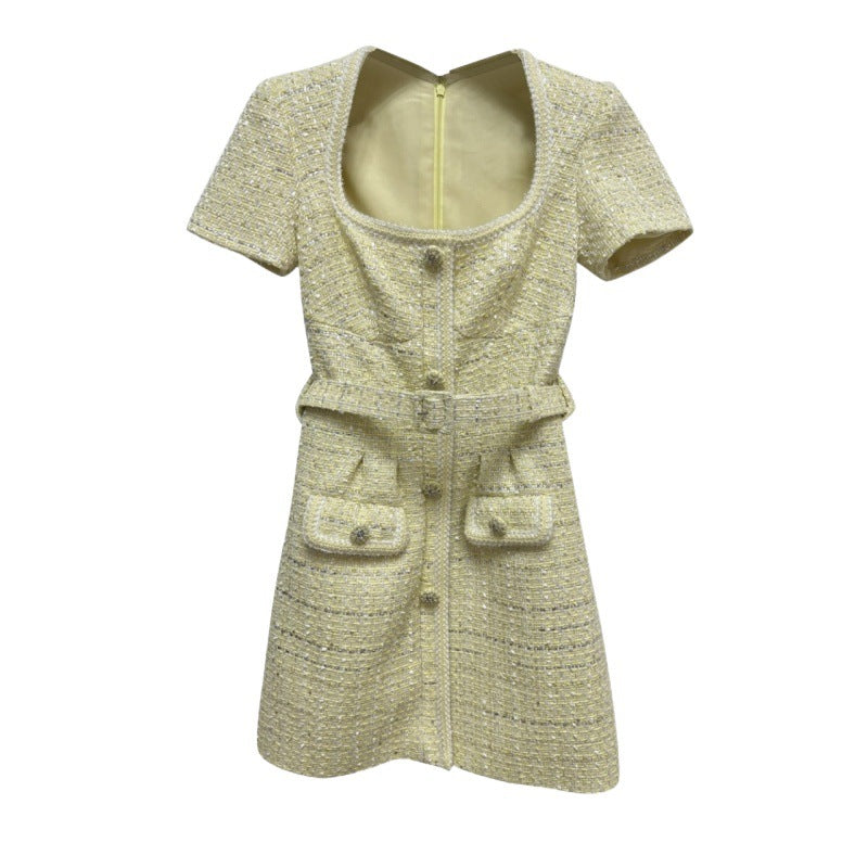 Limon Sarısı Tüvit Elbise