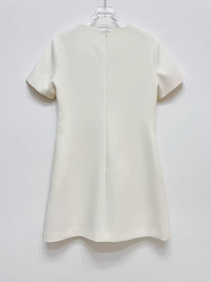 Polyester Krem Rengi Midi Elbise