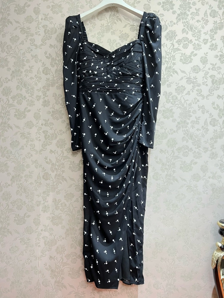 Siyah Baskılı Elbise