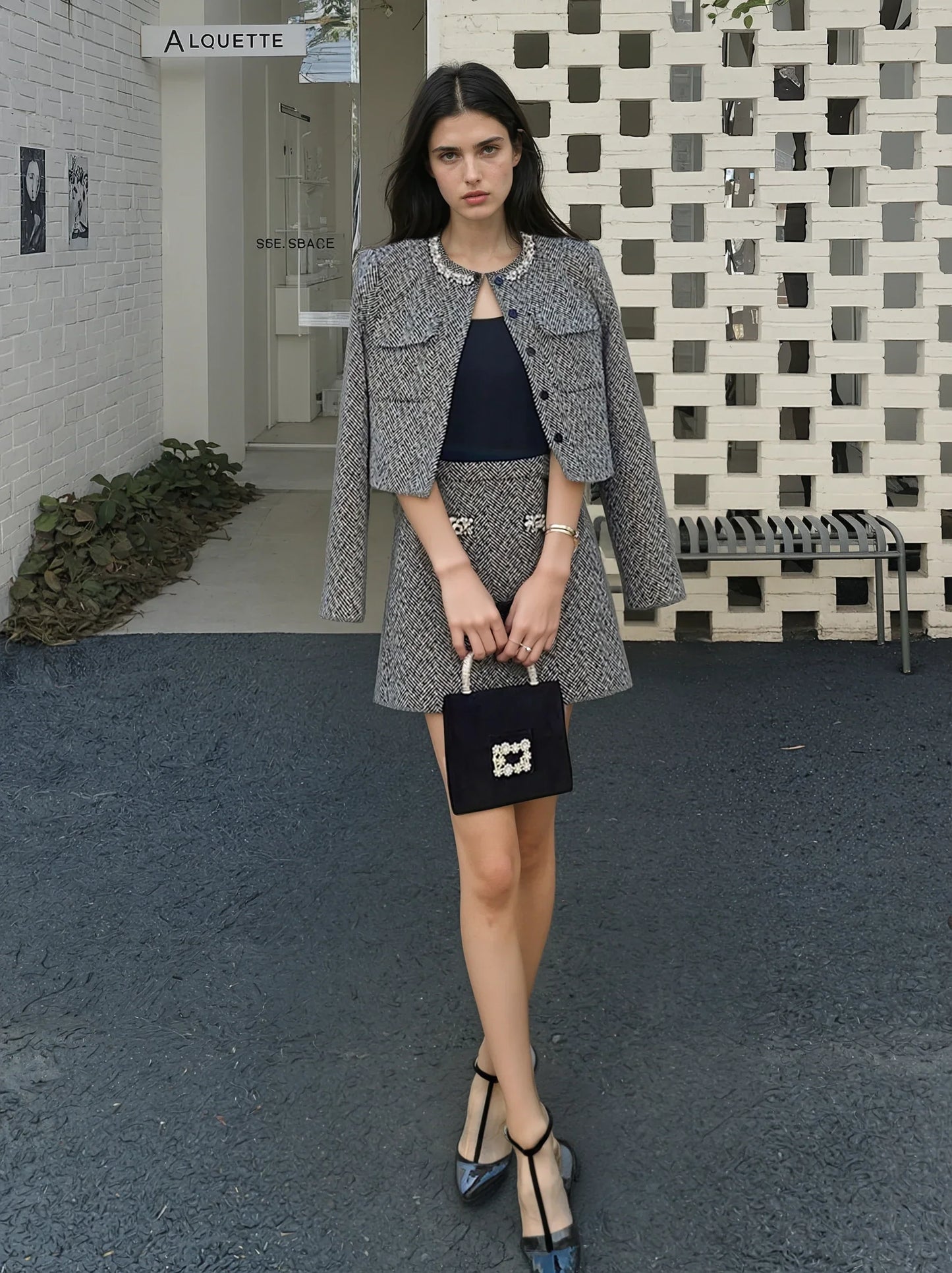 Gri Tüvit Kısa Ceket