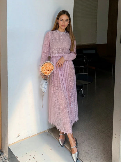 Pembe Dantel Elbise