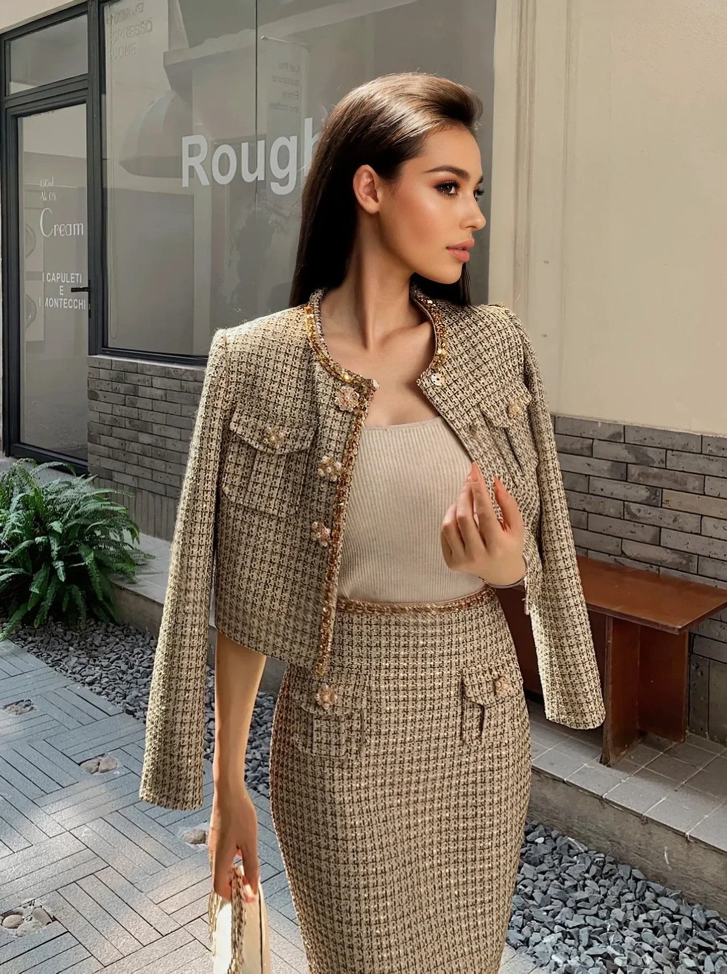 Altın Payetli Tüvit Etek