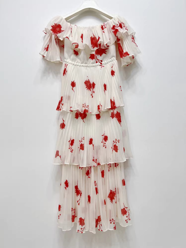 Baskılı Şifon Midi Elbise