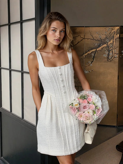 Süt Beyazı Tüvit Elbise