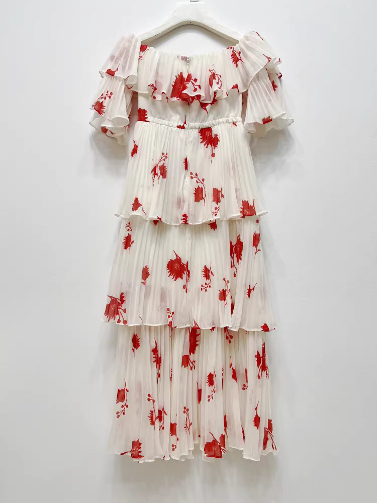 Baskılı Şifon Midi Elbise