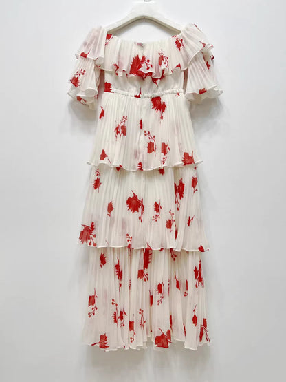 Baskılı Şifon Midi Elbise