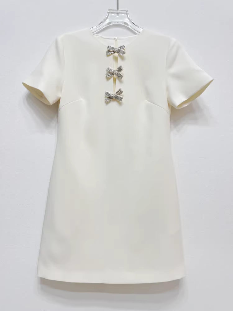 Polyester Krem Rengi Midi Elbise