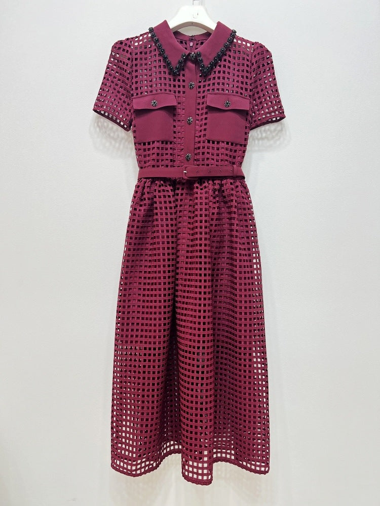 Şarap Kırmızısı Dantel Elbise