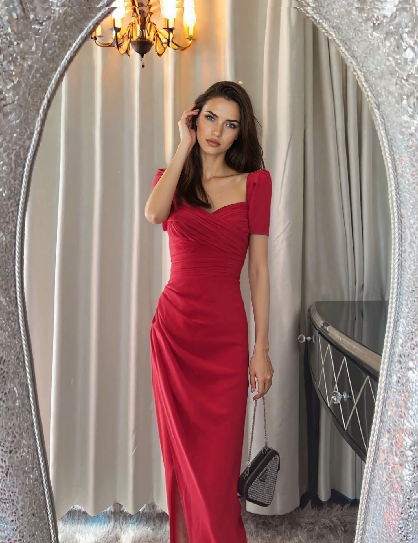 Zümrüt Yeşili & Kırmızı Elbise