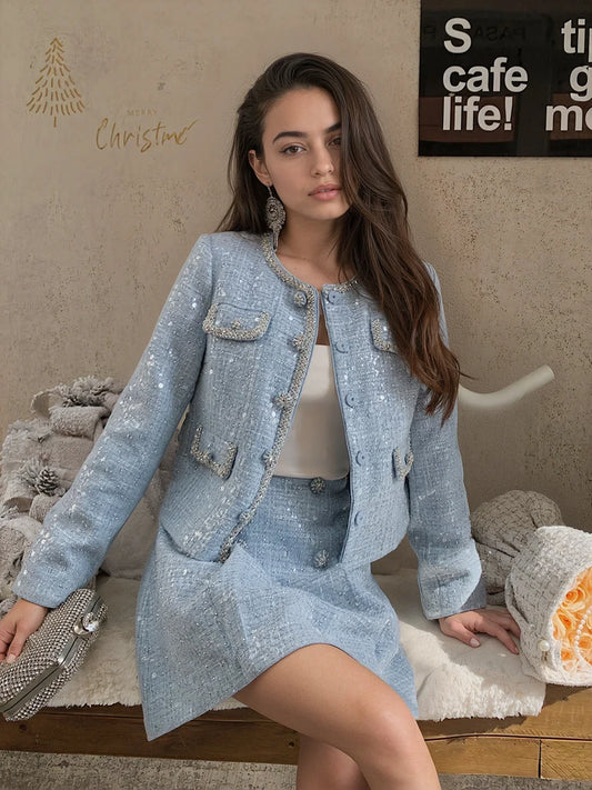 Sis Mavisi Payetli Ceket