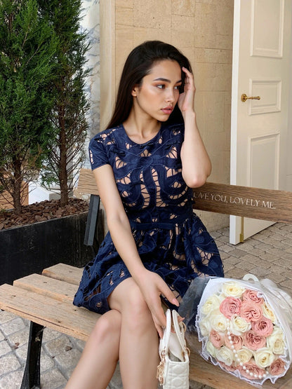 Koyu Mavi Pamuk Elbise