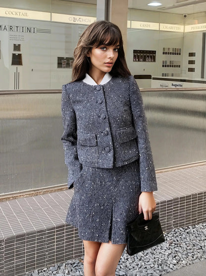 Koyu Mavi Yünlü Ceket