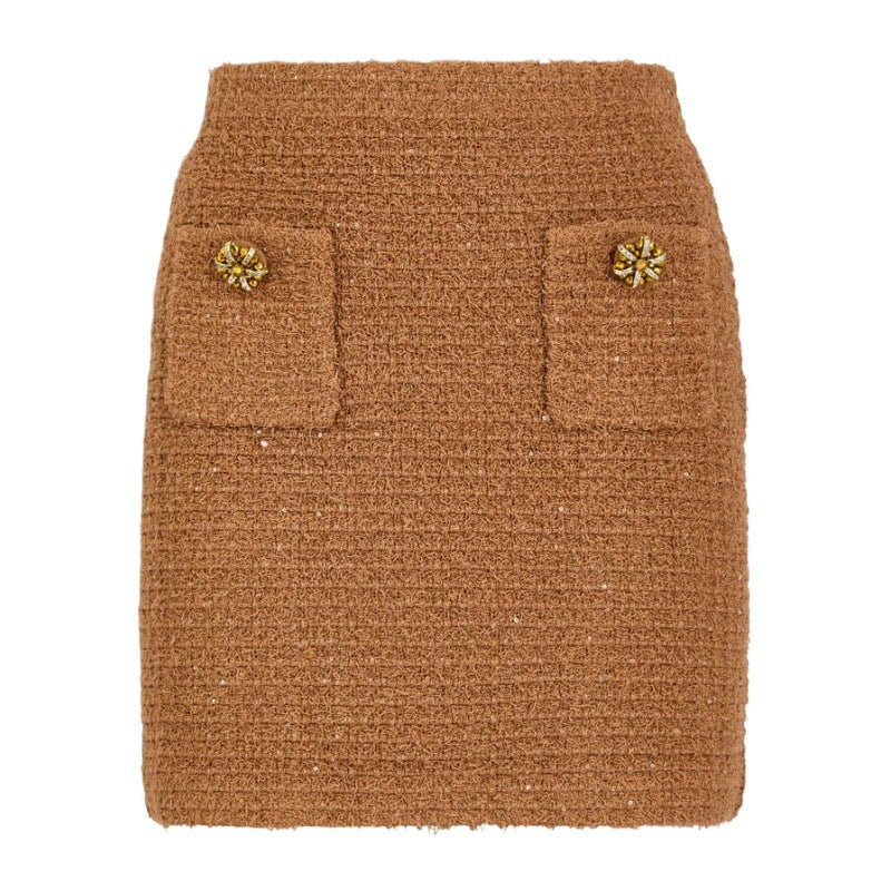 Kahverengi & Siyah Örgü Etek