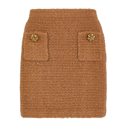 Kahverengi & Siyah Örgü Etek