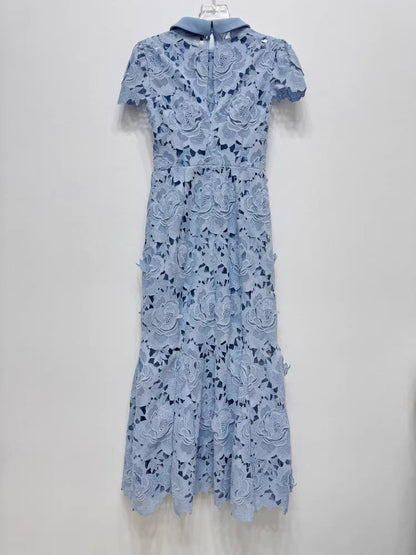 Mavi 3D Dantel Elbise