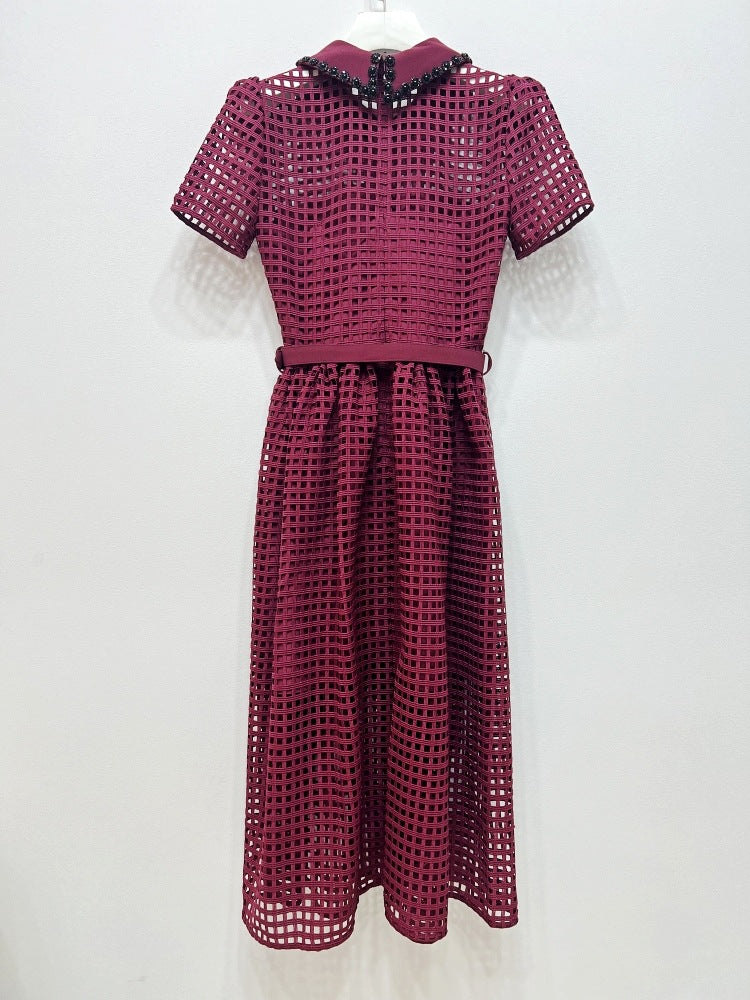 Şarap Kırmızısı Dantel Elbise