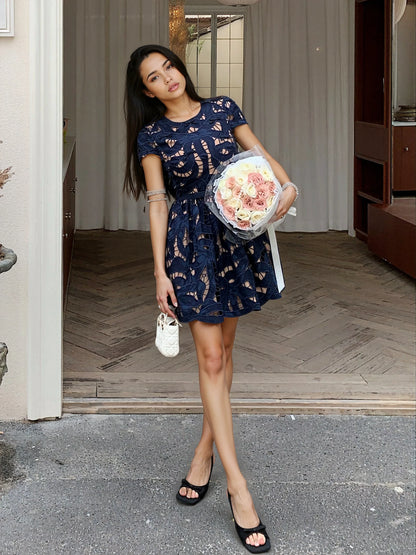 Koyu Mavi Pamuk Elbise