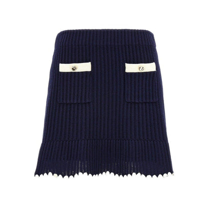 Astarlı & Cep Detaylı Lacivert Etek