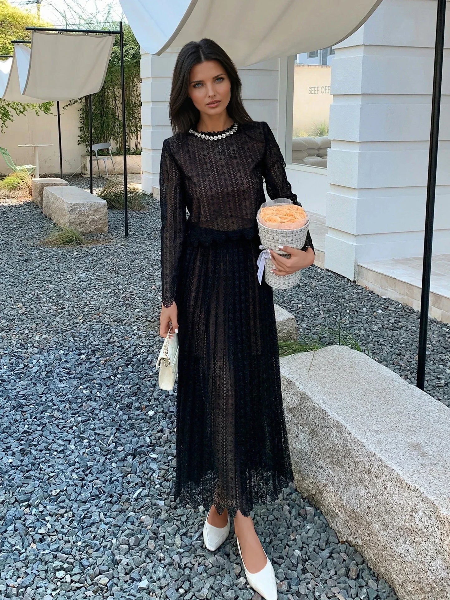 Siyah Dantel Etek
