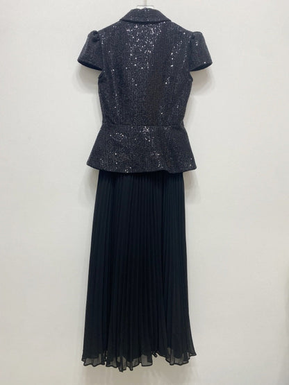 Payet ve Şifon Süslemeli Tüvit Elbise